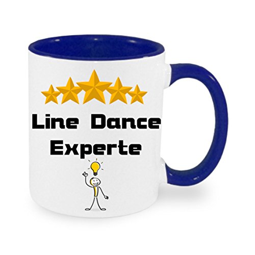 Line Dance Experte - Kaffeetasse mit Motiv, Tasse mit Druck, auch individuell mit Spruch, Foto, Wunschtext, Wunschname (Blau) von Creativ Deluxe