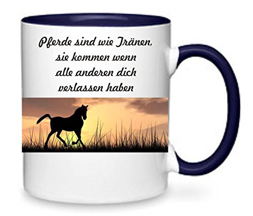 " Pferdemotiv - Pferde sind wie Tränen " Kaffeetasse mit Motiv, Tasse mit Druck, auch individuell mit Spruch, Foto, Wunschtext, Wunschname (Blau) von Creativ Deluxe