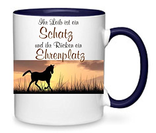 " Pferdemotiv - Schatz Ehrenplatz " Kaffeetasse mit Motiv, Tasse mit Druck, auch individuell mit Spruch, Foto, Wunschtext, Wunschname (Blau) von Creativ Deluxe