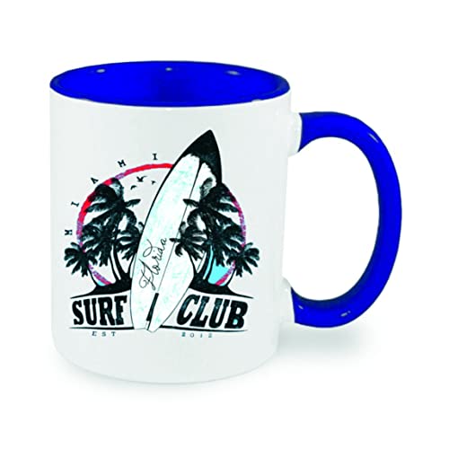 " Surf Club " Kaffeetasse mit Motiv, Tasse mit Druck, auch individuell mit Spruch, Foto, Wunschtext, Wunschname (Blau) von Creativ Deluxe