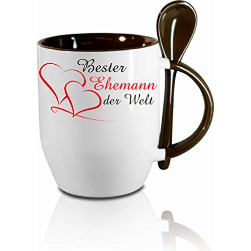 Tasse m. Löffel " Bester Ehemann der Welt " Löffeltasse, Kaffeetasse mit Motiv,Bürotasse, bedruckte Tasse mit Sprüchen oder Bildern - auch individuelle Gestaltung nach Kundenwunsch von Creativ Deluxe