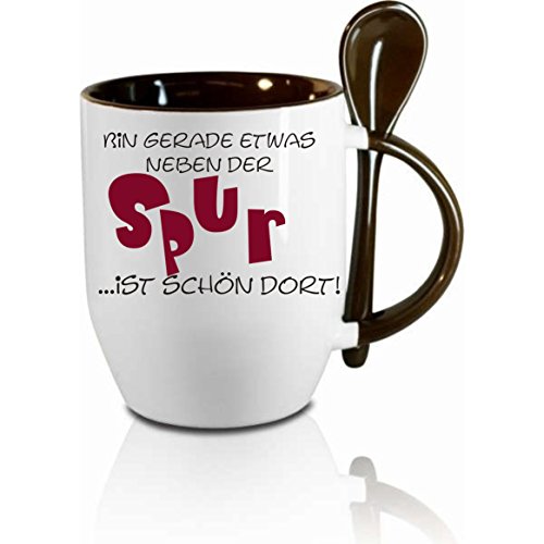 Tasse mit Löffel " Bin gerade etwas neben der Spur " Löffeltasse, Kaffeetasse mit Motiv,Bürotasse, bedruckte Tasse mit Sprüchen oder Bildern - auch individuelle Gestaltung nach Kundenwunsch von Creativ Deluxe