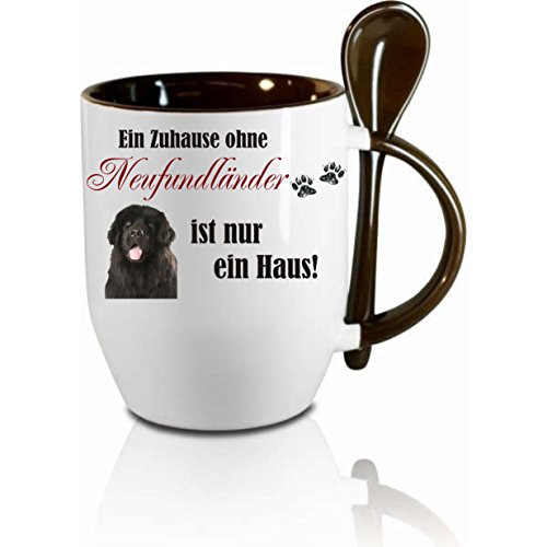 Tasse m. Löffel" ein Zuhause ohne Neufundländer " Löffeltasse, Kaffeetasse mit Motiv,Bürotasse, bedruckte Tasse mit Sprüchen oder Bildern - auch individuelle Gestaltung nach Kundenwunsch von Creativ Deluxe