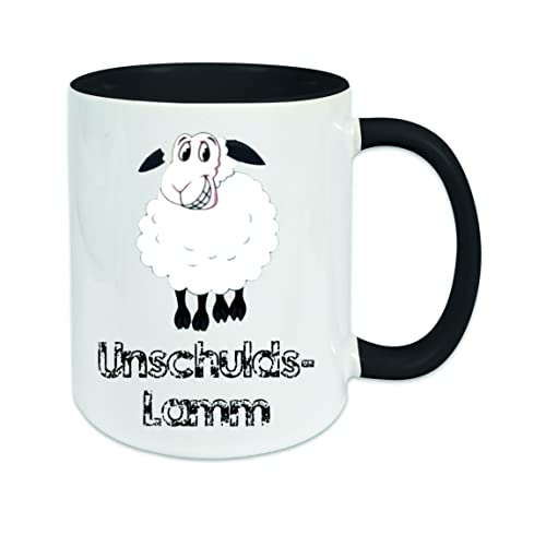 " Unschuldslamm " Kaffeetasse mit Motiv, Tasse mit Druck, auch individuell mit Spruch, Foto, Wunschtext, Wunschname (Schwarz) von Creativ Deluxe