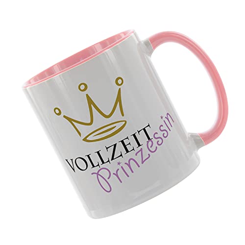 Vollzeitprinzessin Kaffeetasse mit Motiv, Tasse mit Druck, auch individuell mit Spruch, Foto, Wunschtext, Wunschname (Rosa) von Creativ Deluxe