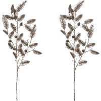 Creativ green Winterliche Kunstpflanze "Weihnachtsdeko" Zweig mit zahlreichen Tannenspitzen, silber, 2er-Set von Creativ Green