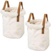 Creativ home Organizer "Weihnachtsdeko", (Set, 2 St.), mit Kunstfellrand und Henkel, Höhe 20 cm, auch als Übertopf geeignet von Creativ Home