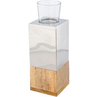 Creativ home Teelichthalter "Kerzenhalter Tower", (1 St.), aus Holz, Edelstahl und Glas von Creativ Home