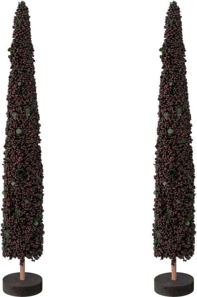 Creativ deco Dekobaum Weihnachtsdeko (2 St), auf hochwertiger Holzbase, mit Perlen verziert, Höhe 38 cm von Creativ deco