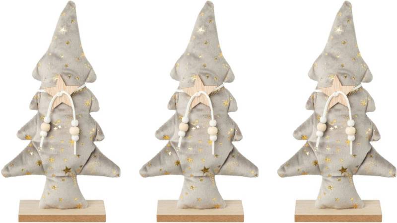 Creativ deco Dekobaum Weihnachtsdeko (3 St), aus Samtstoff mit Applikationen von Creativ deco