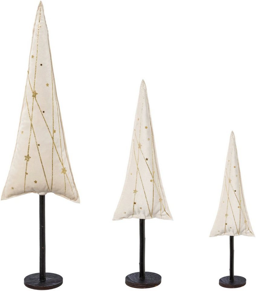 Creativ deco Dekobaum Weihnachtsdeko (Set, 3 St), aus Samtstoff mit Applikationen in 3 Größen: 30x9, 40x13, 55x17 cm von Creativ deco