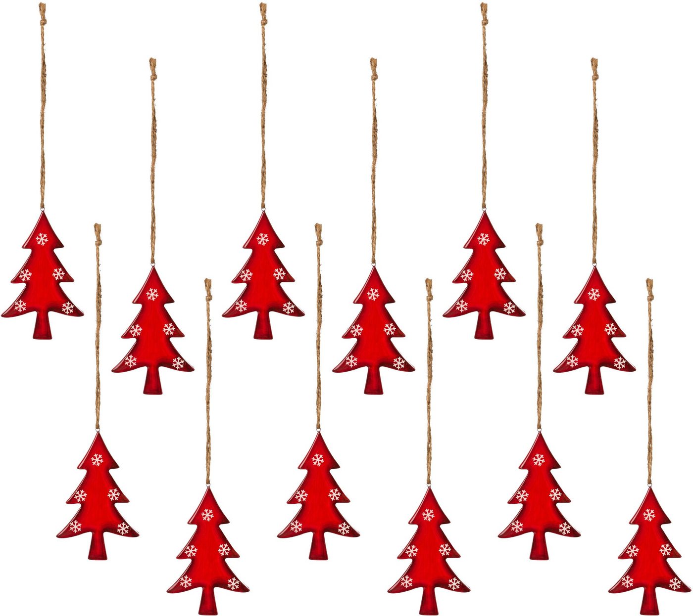 Creativ deco Hänge-Weihnachtsbaum Weihnachtsdeko rot (12 St), mit Schneeflocken-Design von Creativ deco