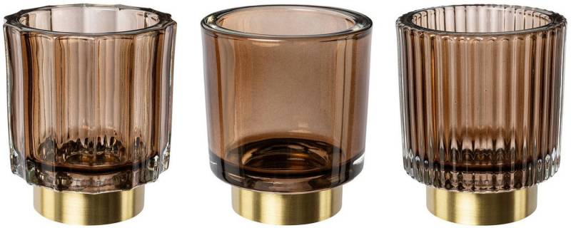 Creativ deco Teelichthalter Weihnachtsdeko (3 St), mit goldfarbenem Standfuß von Creativ deco