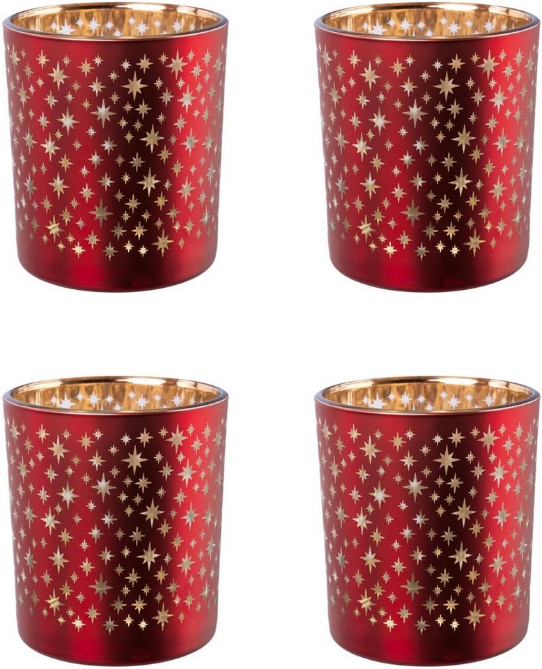 Creativ deco Teelichthalter Weihnachtsdeko (4 St), mit goldfarbener Innenseite von Creativ deco
