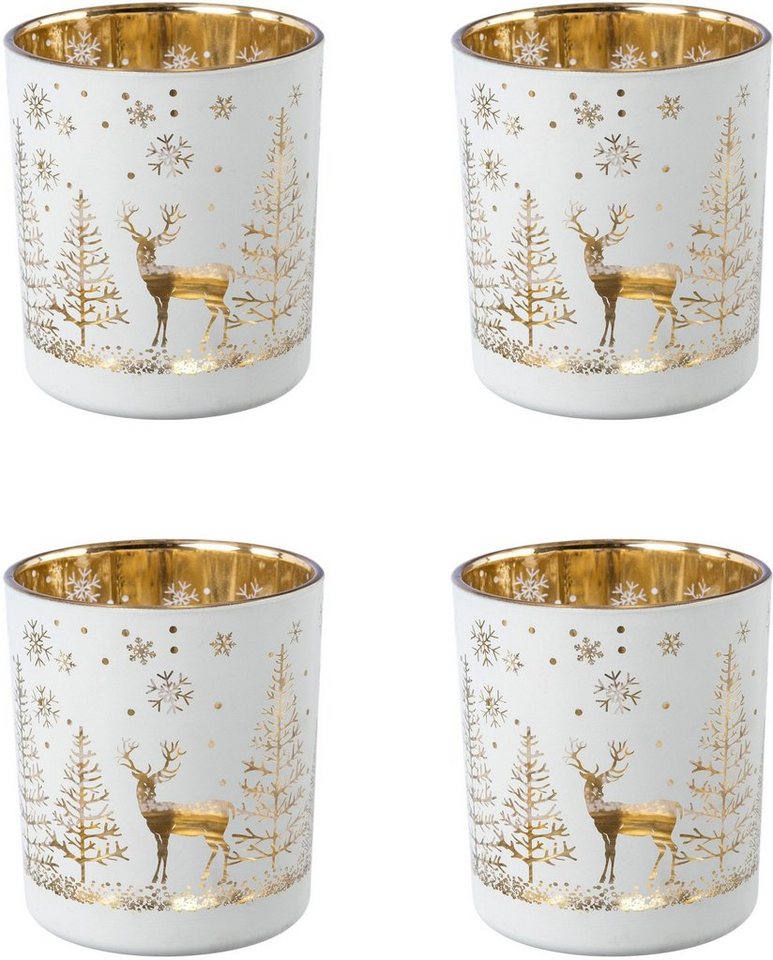 Creativ deco Teelichthalter Weihnachtsdeko (4 St), mit goldfarbener Innenseite von Creativ deco