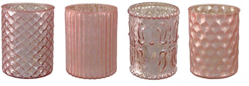 Creativ deco Windlicht (4 St), mit unterschiedlich strukturierten Oberflächen, 4er Set, H: ca. 10 cm von Creativ deco