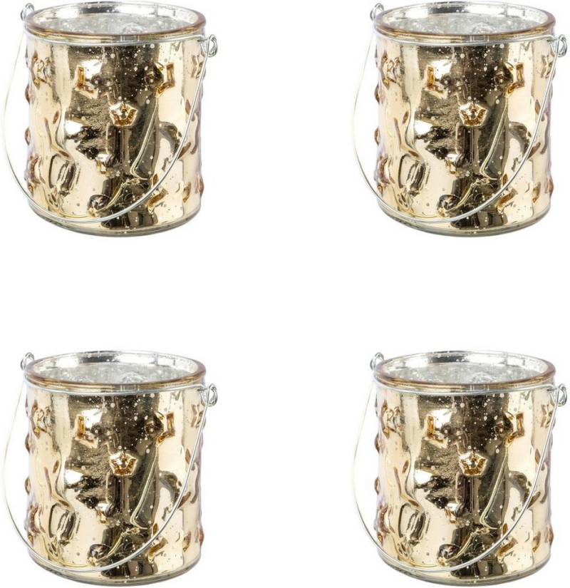 Creativ deco Windlicht Weihnachtsdeko (4 St), Glas mit Stern-Struktur von Creativ deco