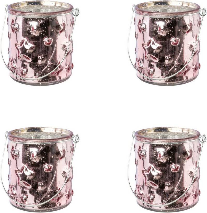 Creativ deco Windlicht Weihnachtsdeko (4 St), Glas mit Stern-Struktur von Creativ deco