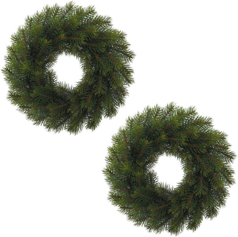 Winterliche Kunstpflanze Weihnachtsdeko Tanne, Creativ green, Kranz, Ø 25 cm, 2er-Set von Creativ green