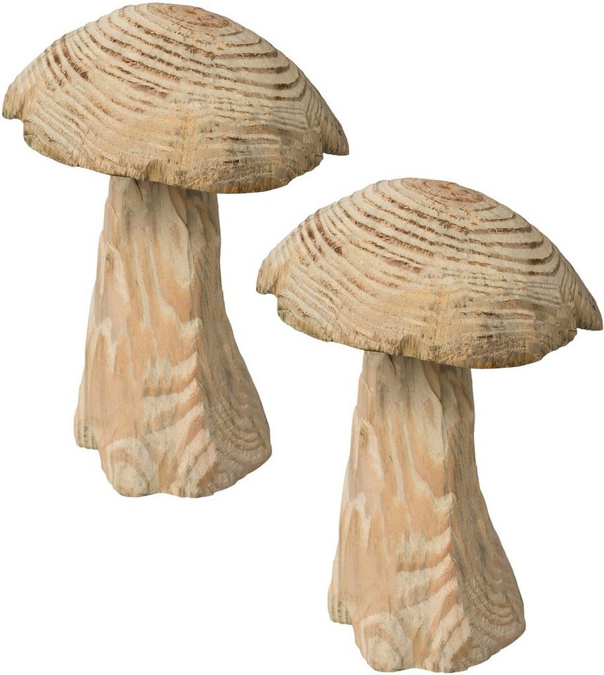 Creativ home Dekoobjekt Pilz, Weihnachtsdeko (Set, 2 St), aus Holz, Höhe ca. 18 cm von Creativ home