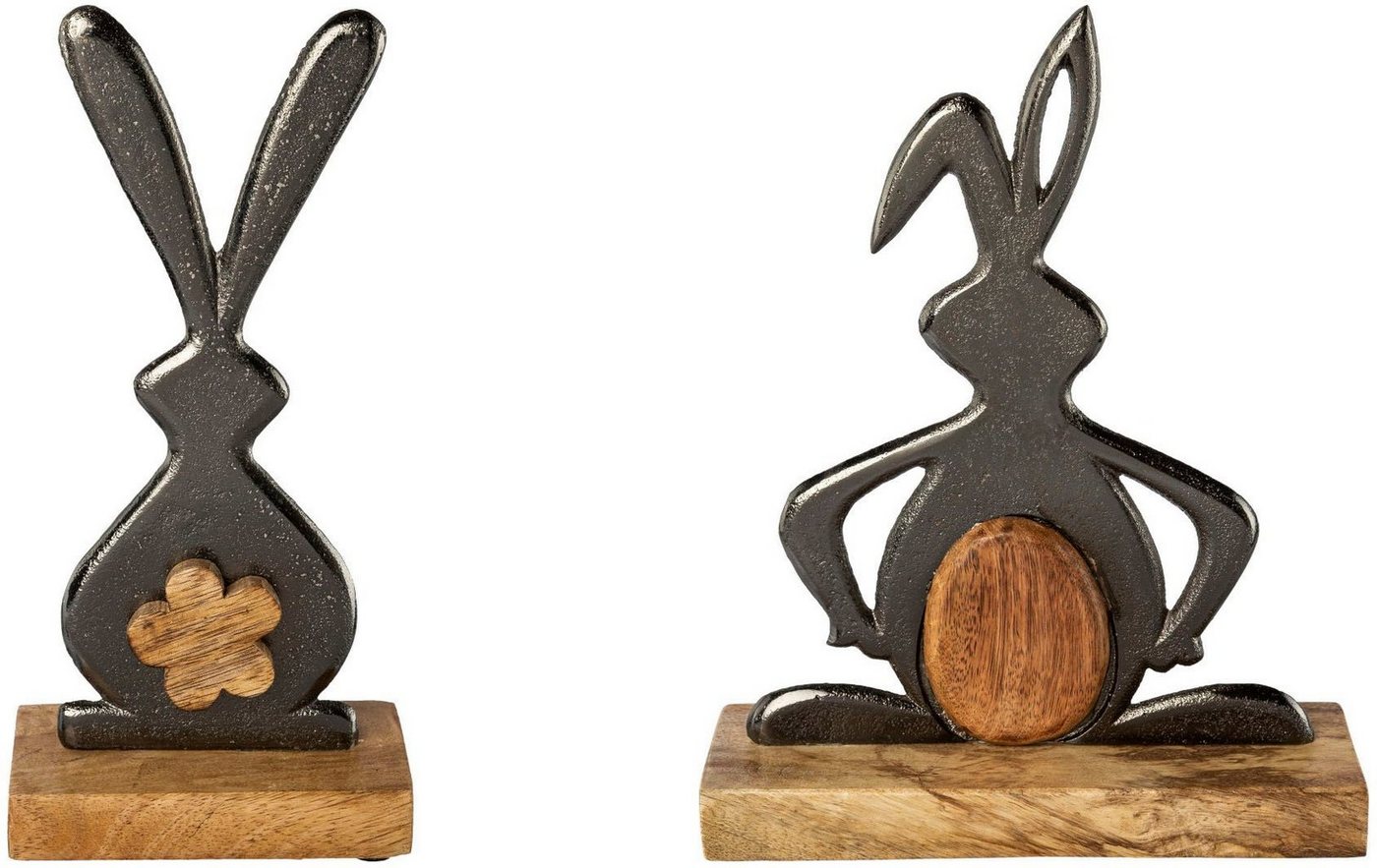 Creativ home Osterhase JUSTIN (Set, 2 St), Osterdeko aus Holz und Aluminium von Creativ home