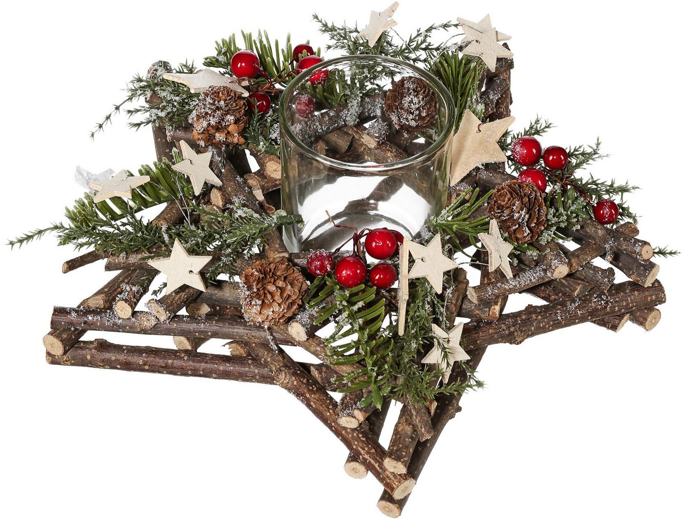 Creativ home Teelichthalter Adventsgesteck mit Teelichthalter (1 St), in Sternform von Creativ home