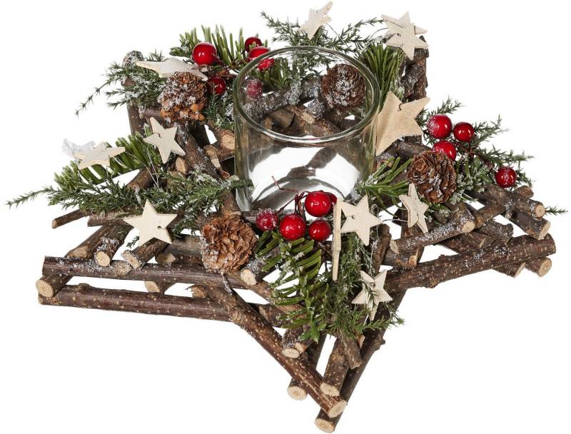 Creativ home Teelichthalter Adventsgesteck mit Teelichthalter (1 St), in Sternform von Creativ home
