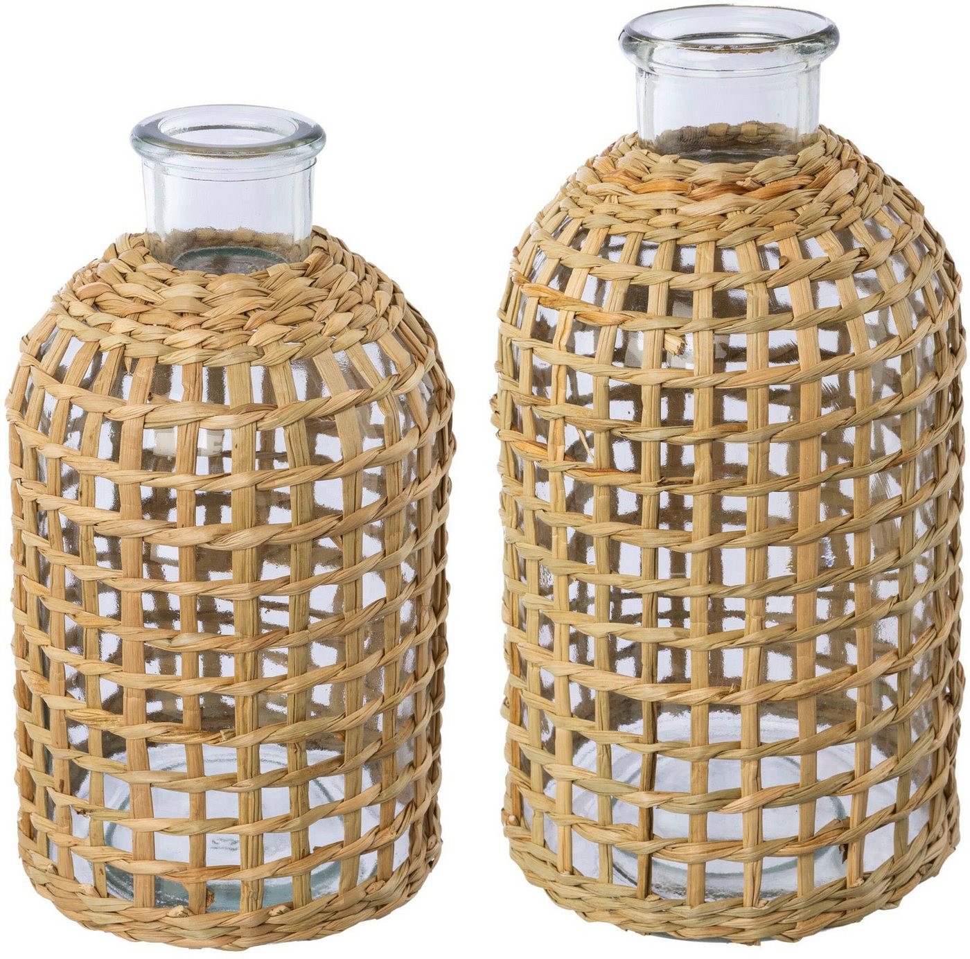 Creativ home Tischvase Vase aus Glas (Set, 2 St), mit Mesh-Überzug von Creativ home