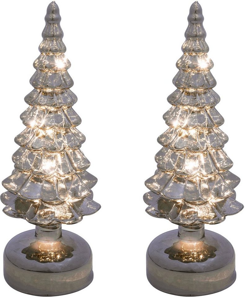 Creativ light LED Baum Weihnachtsdeko, LED fest integriert, 2er Set, Tannenbaum aus Glas von Creativ light