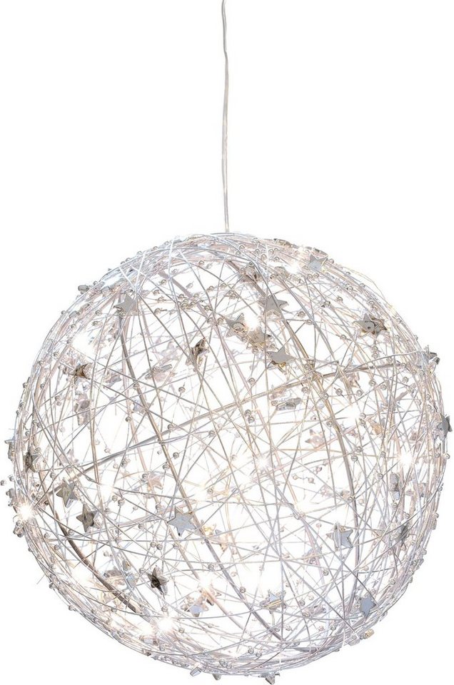 Creativ light Dekokugel Metalldraht-Kugel mit LED-Beleuchtung (1 St), dekoriert mit kleinen Sternen, mit Timerfunktion von Creativ light