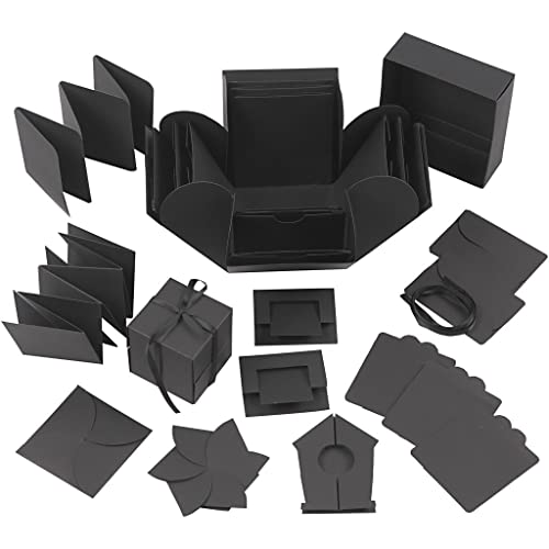 Creativ 25378 Explosionsbox, Größe 7 x 7 x 7,5 cm + 12 x 12 x 12 cm, Schwarz von Creativ