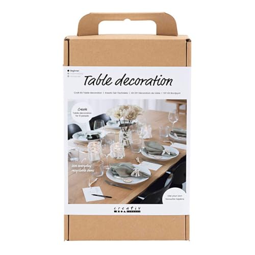Creativ Company Kreativsets Tischdeko selber machen in Naturfarben - zum Basteln wunderschöner Tisch-oder Regaldekorationen mit Kreppapier & Macramé von Creativ