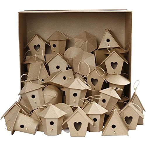 Creativ Mini-Vogelhäuschen aus Pappmaschee, Bulkware, 6 Designs, 60 Stück von Creativ