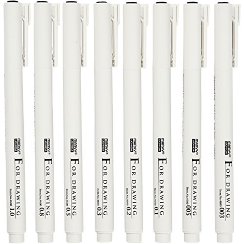 Fine Line Drawing Markers, line width: 0,03+0,05+0,1+0,2+0,3+0,5+0,8+1,0 mm, black, 8pcs von Creativ