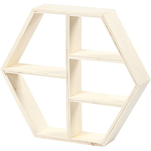 Holzregal, Sechseck, H 25 cm, B 28,5 cm, Sperrholz, 1Stck, Tiefe 5 cm von Creativ
