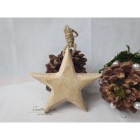 Großer Holz-Hänger Stern Natur-Weiß von CreativAnita