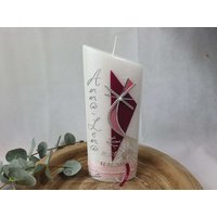 Taufkerze Perlmutt Geriffelt - Ellipse Abgeschrägt Beere-Altrosa Oder Wunschfarbe Taufkerze Perlmutt Geriffelt - Ellipse Abgeschrägt Beere-Altrosa Oder Wunschfarbe von CreativAnita