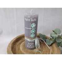 Taufkerze Rustikkerze Mit/Ohne Teelichteinsatz Kreuz in Mint-Weiß von CreativAnita