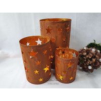 Windlichter Mit Sternen - Metall Rostig 2Er Set Windlichter Mit Sternen - Metall Rostig 2Er Set von CreativAnita