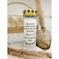 Grabkerze Grablicht "Dieses Licht Leuchtet Für Alle'/7-Tage-Brenner Trauerkerze Gedenkkerze Hochzeit Erinnerungslicht Grabkerze Grablicht "Dieses Licht Leuchtet Für Alle'/7-Tage-Brenner Trauerkerze Gedenkkerze Hochzeit Erinnerungslicht von Creativbyhillu
