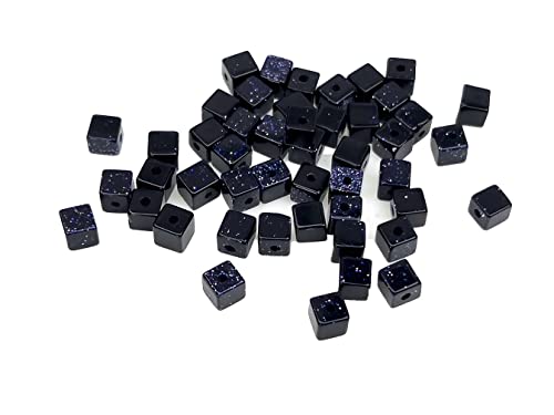 Creative-Beads Edelsteinperlen Würfel 4x4mm Goldfluss blau,50 Perlen zum auffädeln Halsketten und Schmuck selber machen von Creative-Beads