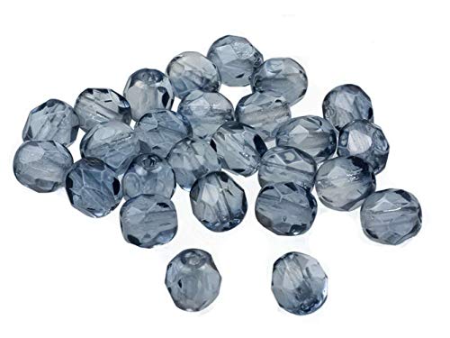 Creative-Beads Glasperle, Schliffperle feuerpoliert, rund, 8mm, 15 Stück grau-blau von Creative-Beads