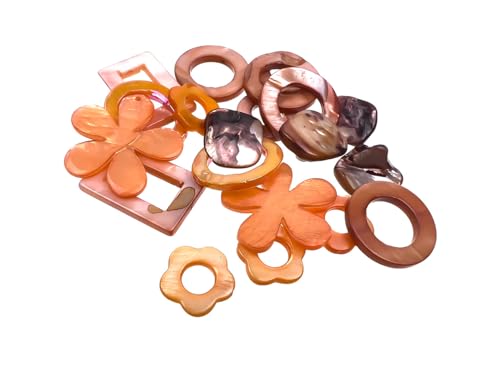 Creative-Beads Perlmuttelemente ca.20St. Blumen, Kreise, Rechtecke etc. versch. Größen, orange von Creative-Beads