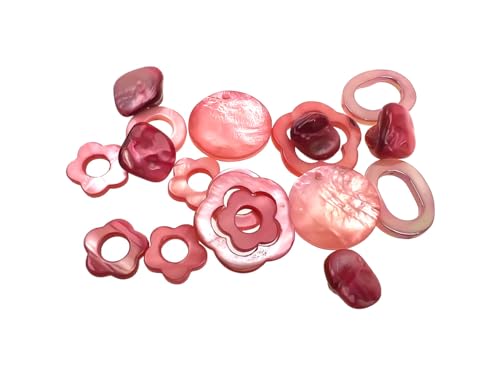 Creative-Beads Perlmuttelemente ca.20St. Blumen, Kreise, Rechtecke etc. versch. Größen rosa-pink von Creative-Beads