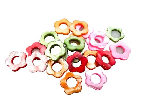 Perlmutt zum auffädeln 20 Blümchen bunt gemischt, Schmuck selbermachen, von Creative-Beads