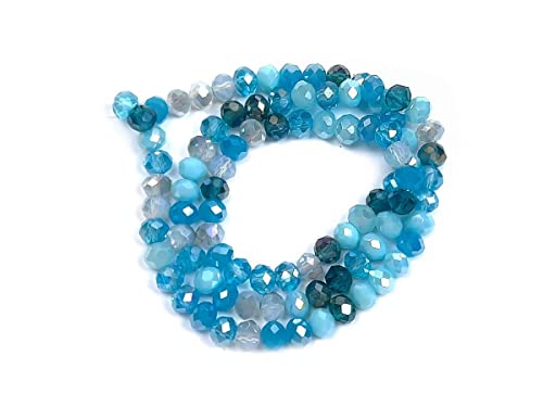 creative-Beads Glitzerperle, Glasperle Radl Mischung, hellblau, 6x5mm, 85 Perlen von Creative-Beads