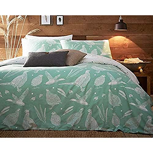 Creative Cloth Moorland Birds KS D/Set Green, Polycotton, Grün, King von furn.