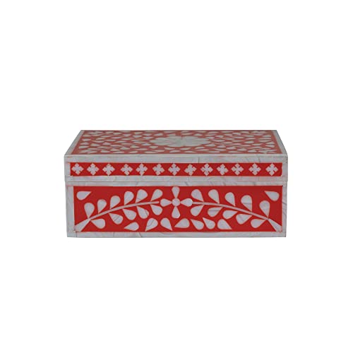 Creative Co-Op Dekorative Aufbewahrungsbox aus verschiedenen Materialien, Rot und Weiß, Orange von Creative Co-op