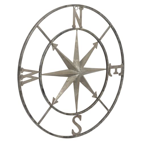 Creative Co-op Dekorativer runder Metall-Kompass-Wanddekor, 76,2 cm, Schwarz, DA7818 von Creative Co-op
