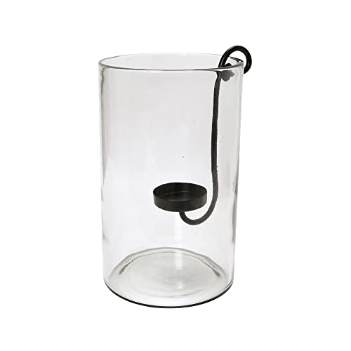Creative Co-Op Glas-Hurricane mit Metall-Kerzenhalter, Schwarze Kerzenhalter, 20,3 cm L x 20,3 cm B x 33 cm H von Creative Co-op